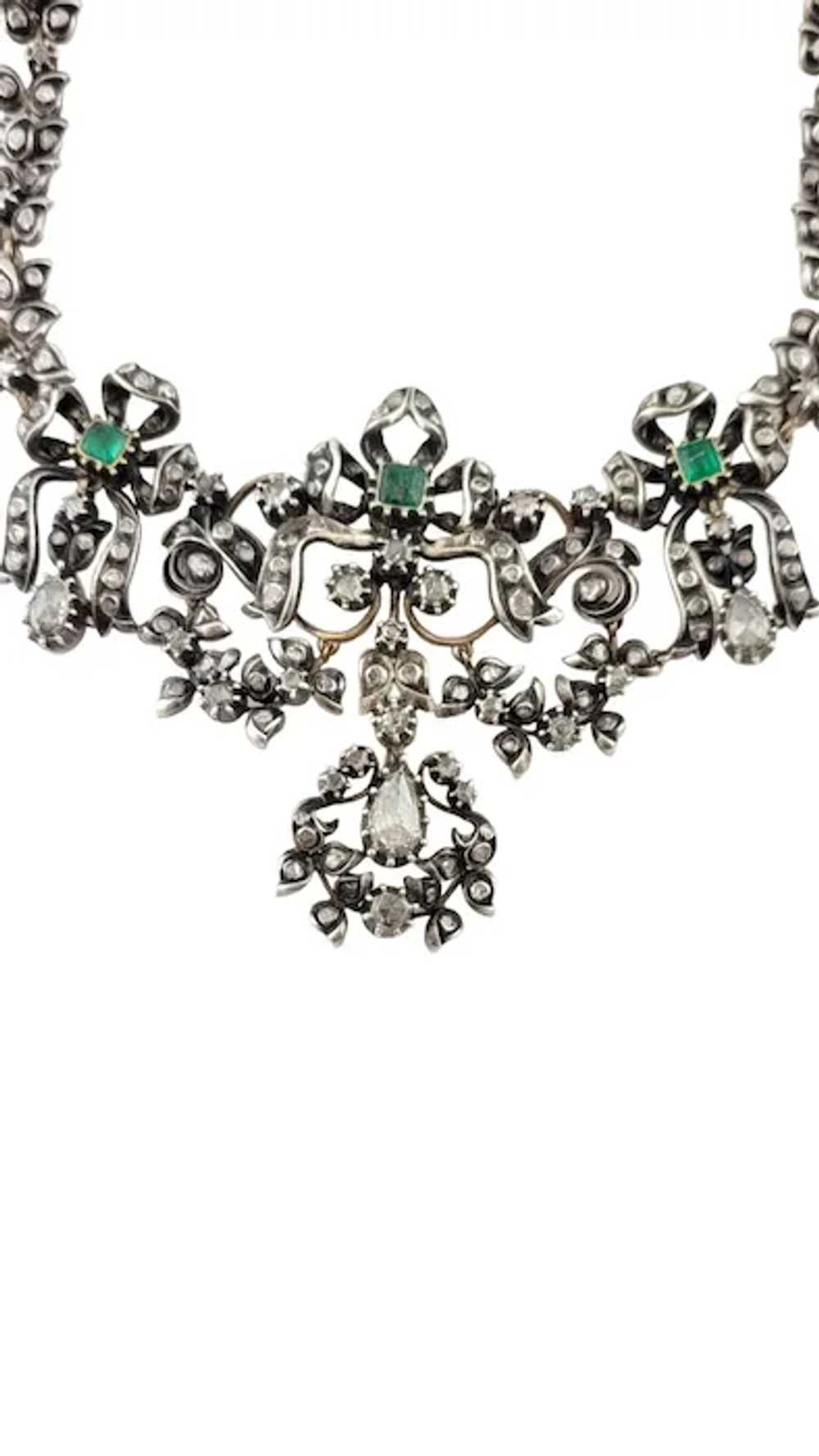Antique Georgian Silver Over Gold Natural Emerald… - image 2