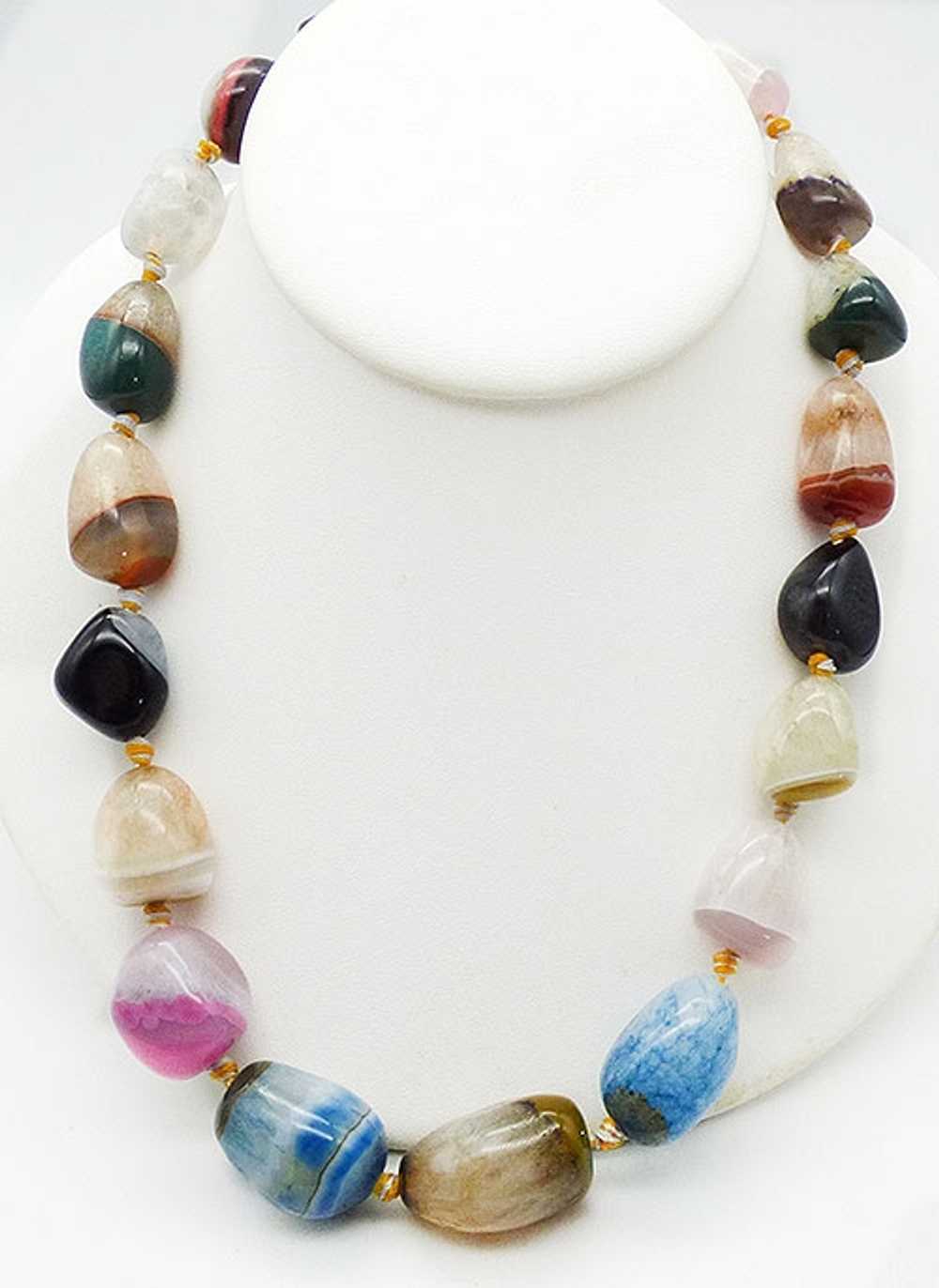 Chunky Colorful Agate Bead Necklace - image 1