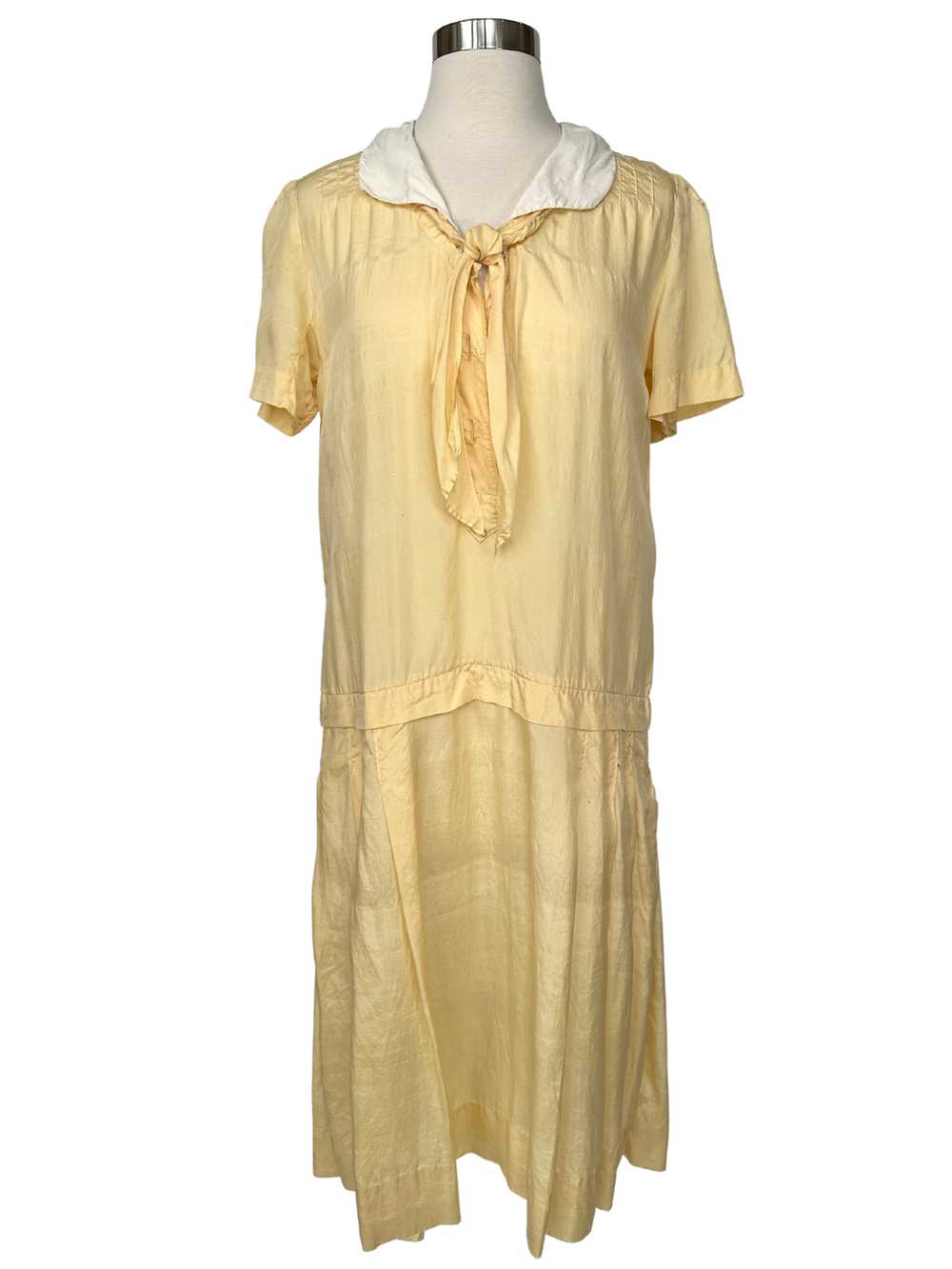 Vintage 1920s Yellow Cotton Flapper Dress - M - image 1