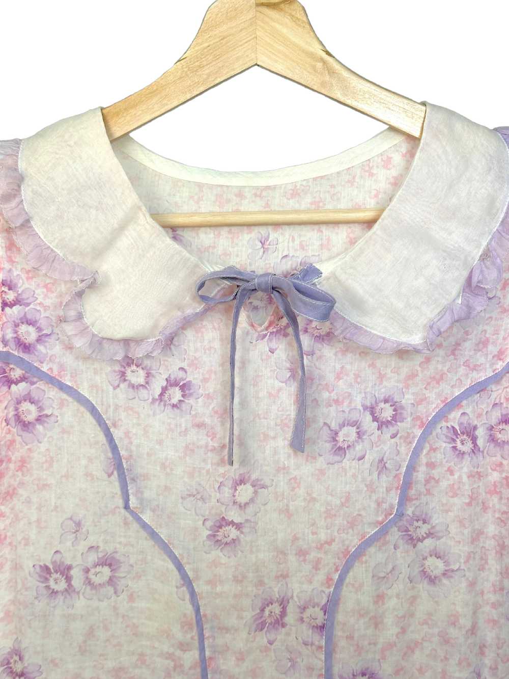 Vintage 1930s Pink Floral Cotton Dress - S - image 4