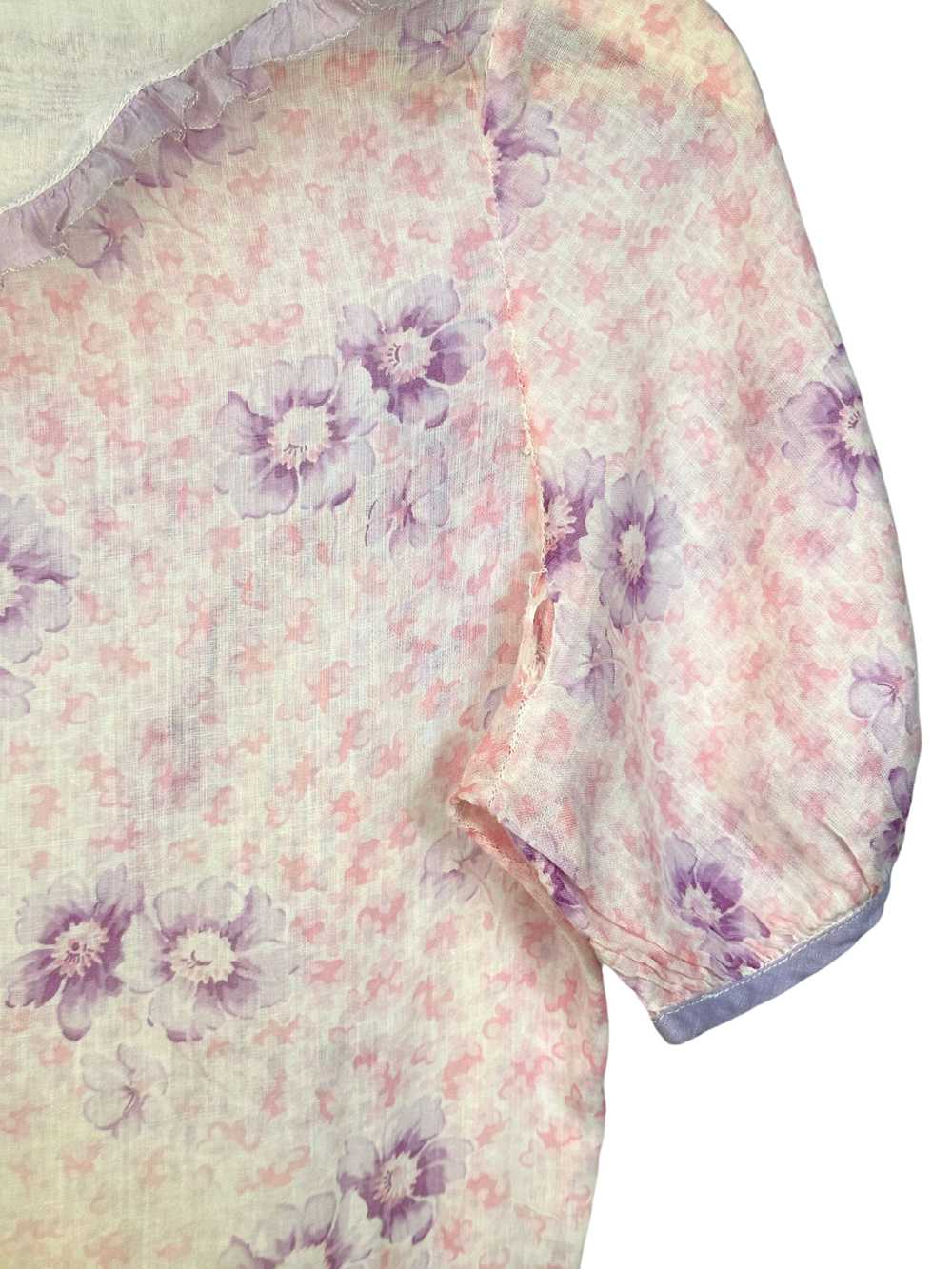 Vintage 1930s Pink Floral Cotton Dress - S - image 5