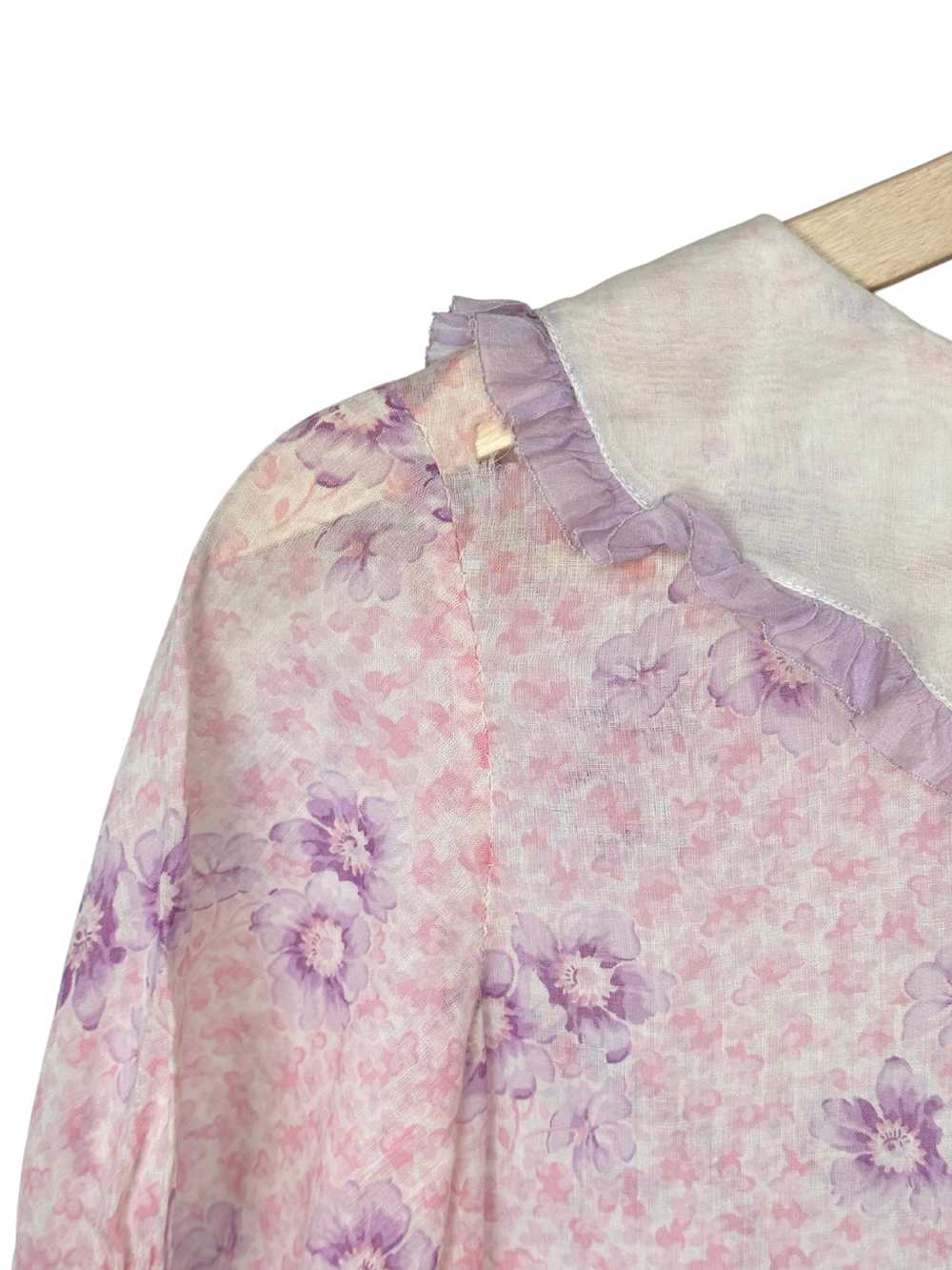 Vintage 1930s Pink Floral Cotton Dress - S - image 6