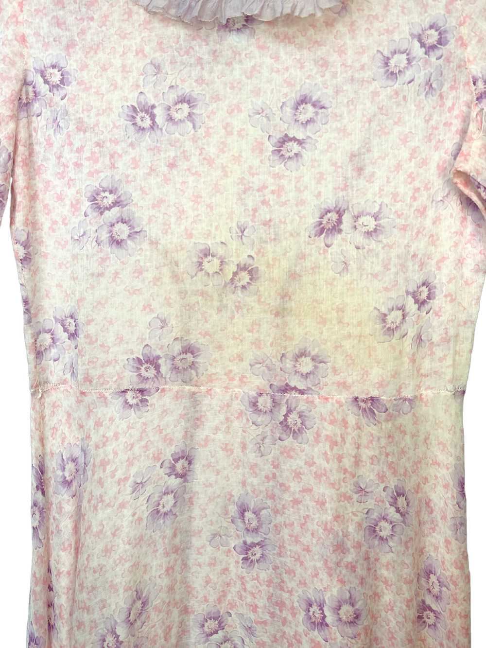 Vintage 1930s Pink Floral Cotton Dress - S - image 7