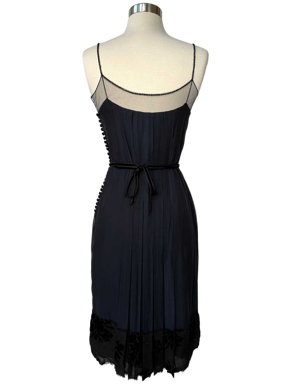 Vintage J. Mendel Navy and Black Cocktail Dress -… - image 3