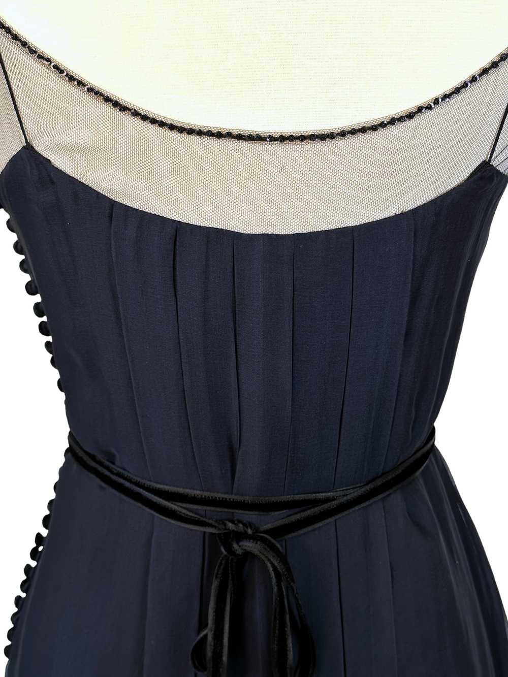 Vintage J. Mendel Navy and Black Cocktail Dress -… - image 4