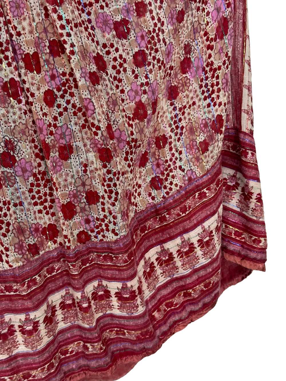 Vintage Red Floral Indian Cotton Gauze Hippie Dre… - image 5