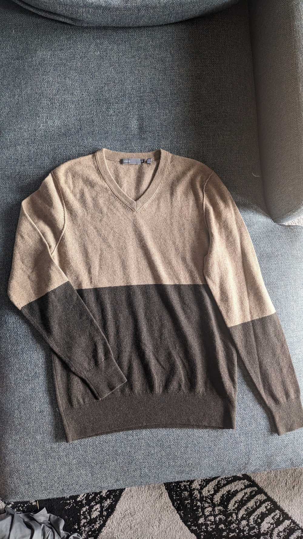 Vince Vince Cashmere V Sweater Two tone brown & t… - image 1