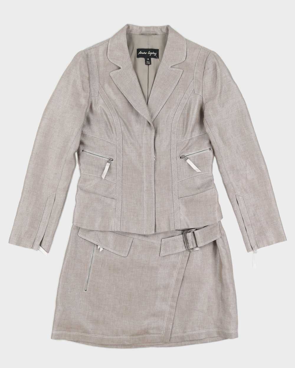 Y2K 00s Sandra Angelozzi Greige Skirt Suit - M - image 1