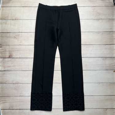 CELINE Black High Rise Silk/Wool Straight Leg Cargo Pants Trousers