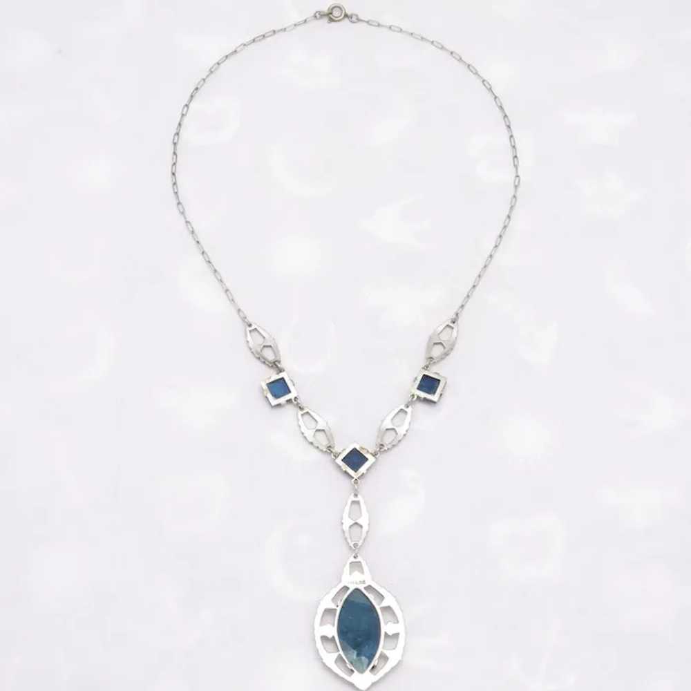 Vtg Art Deco Marquise Cut Sodalite Sterling Silve… - image 4