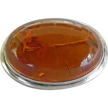 Large Baltic Honey Amber & Sterling Brooch