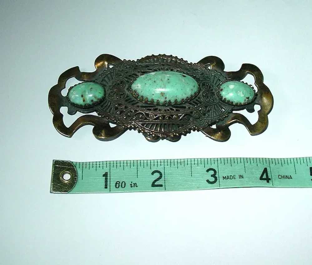 Large Vintage 4" Pierced Metal Brooch - image 2