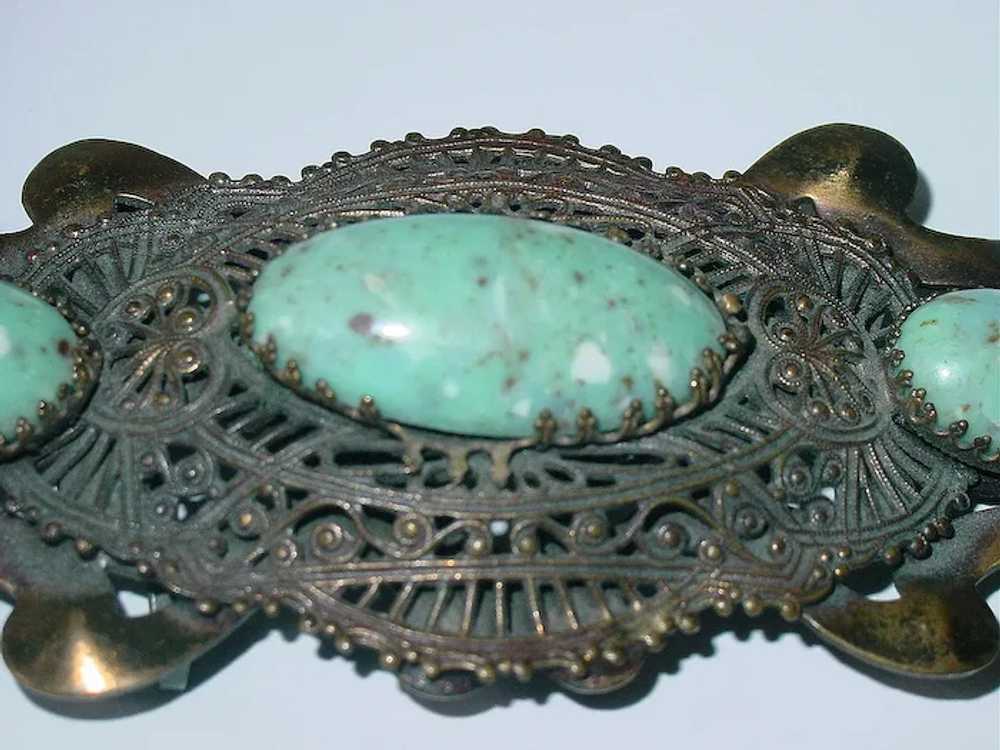 Large Vintage 4" Pierced Metal Brooch - image 4