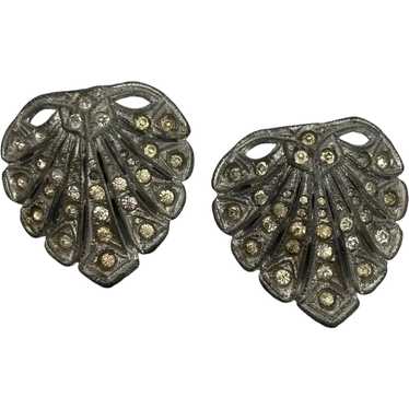 Pair of Vintage Art Deco Rhinestone Shoe Buckles - image 1