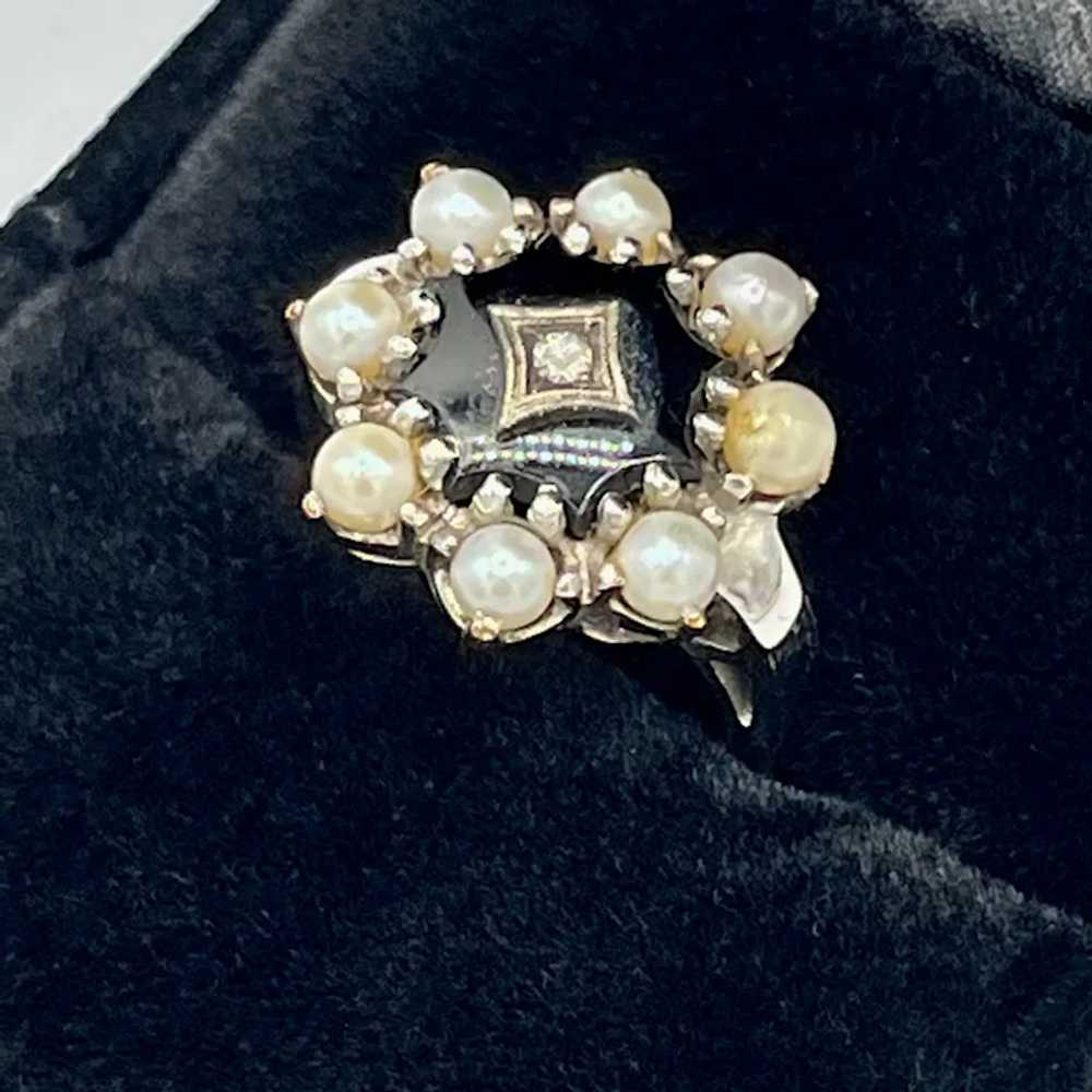 Vintage Ca1950's 10K Gold Ring with Diamond, Blac… - image 9