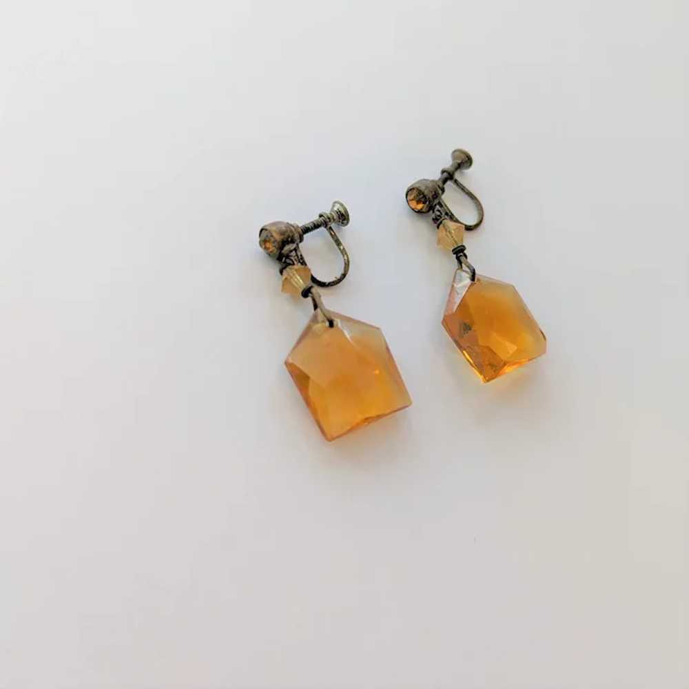 Art Deco Amber Glass Earrings - image 2