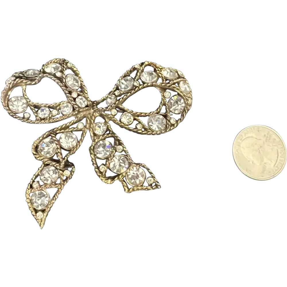 Wonderful Large Rhinestone Paste Bow Ribbon Brooc… - image 1