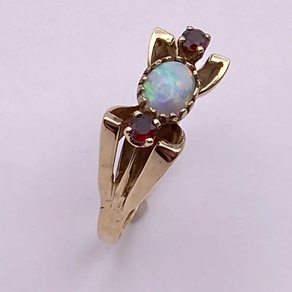 Vintage Opal and Garnet Ring 14K Gold - image 4