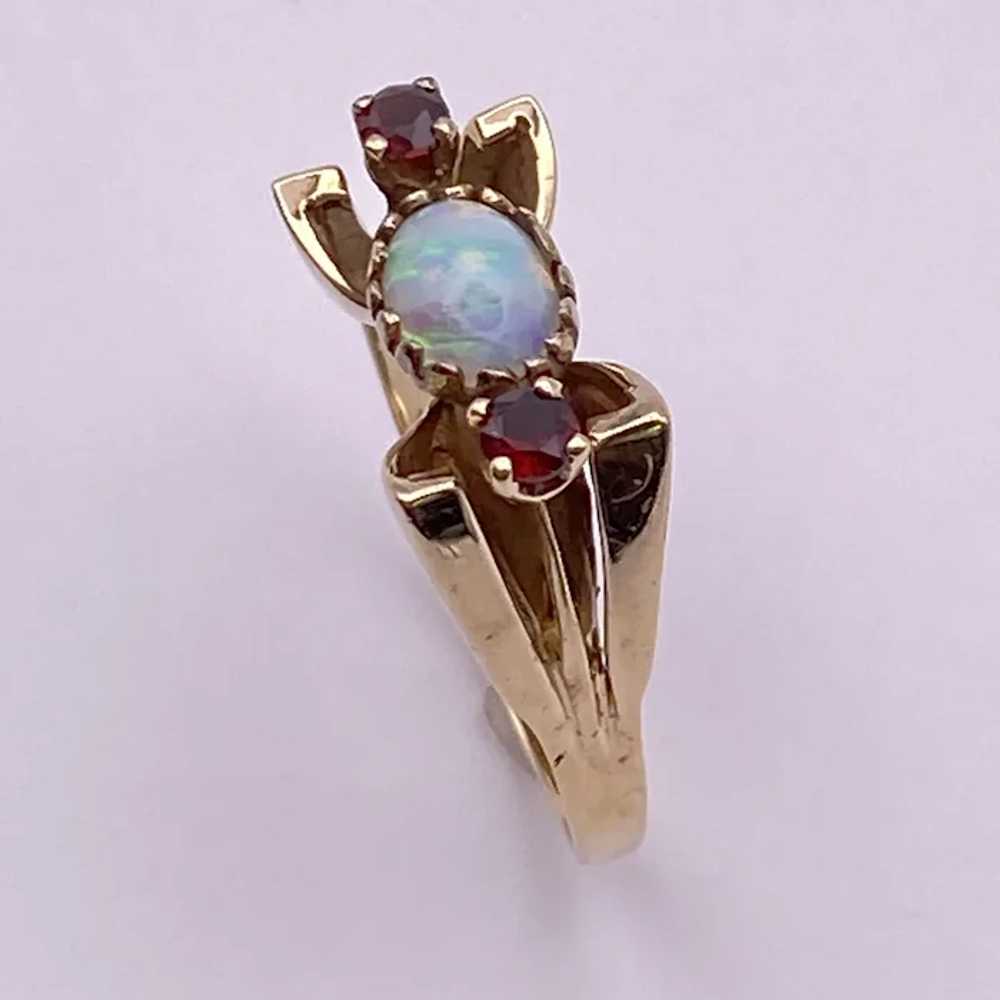 Vintage Opal and Garnet Ring 14K Gold - image 6