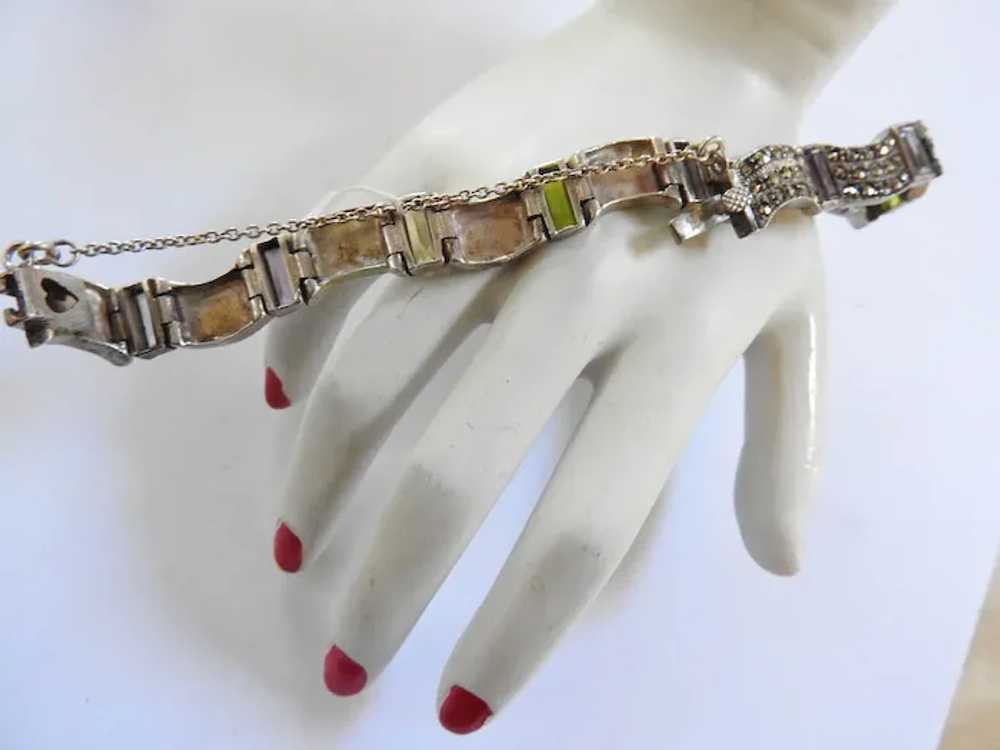 Exquisite Marcasite Bracelet with Real Stones  Ci… - image 2