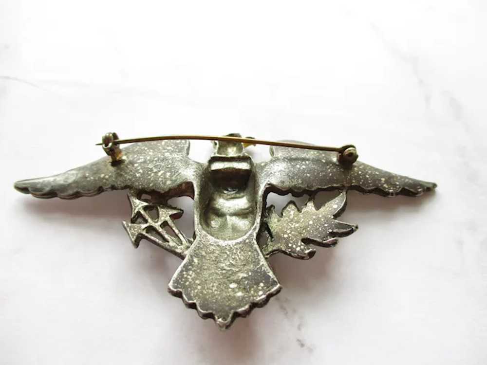 Large WWII Patriotic Eagle Brooch Enamel Pot Meta… - image 6