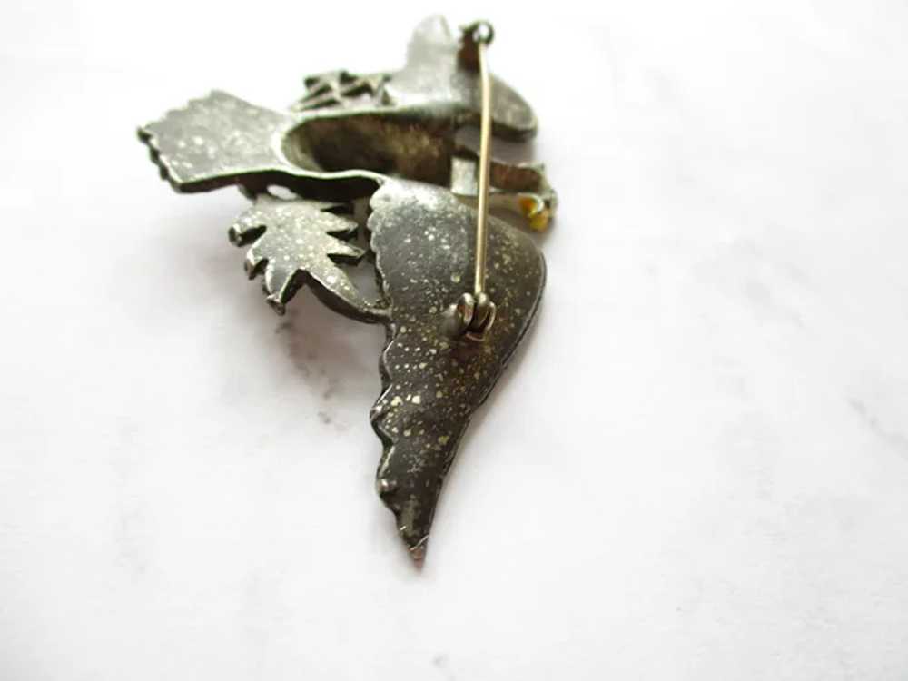 Large WWII Patriotic Eagle Brooch Enamel Pot Meta… - image 9