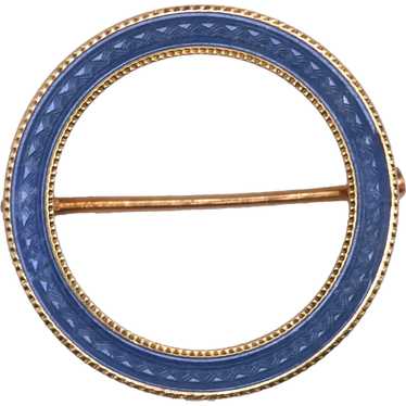 Carter Gough 14k Gold Blue Guilloche Enamel Circle