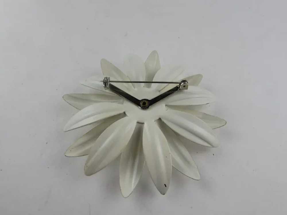 White Enamelled Flower Pin and Emmons White Ename… - image 11