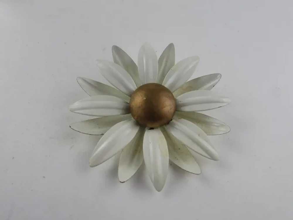 White Enamelled Flower Pin and Emmons White Ename… - image 3