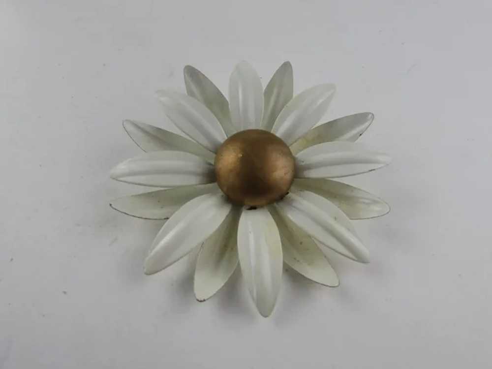 White Enamelled Flower Pin and Emmons White Ename… - image 8