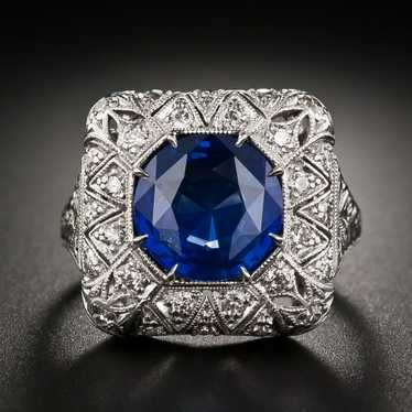 Art Deco Sapphire and Diamond Filigree Ring