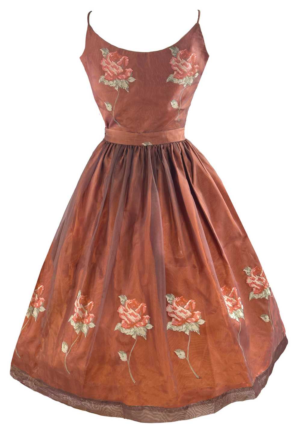 Late 1950s to Early 1960s Bronze Roses Dress Set-… - image 3