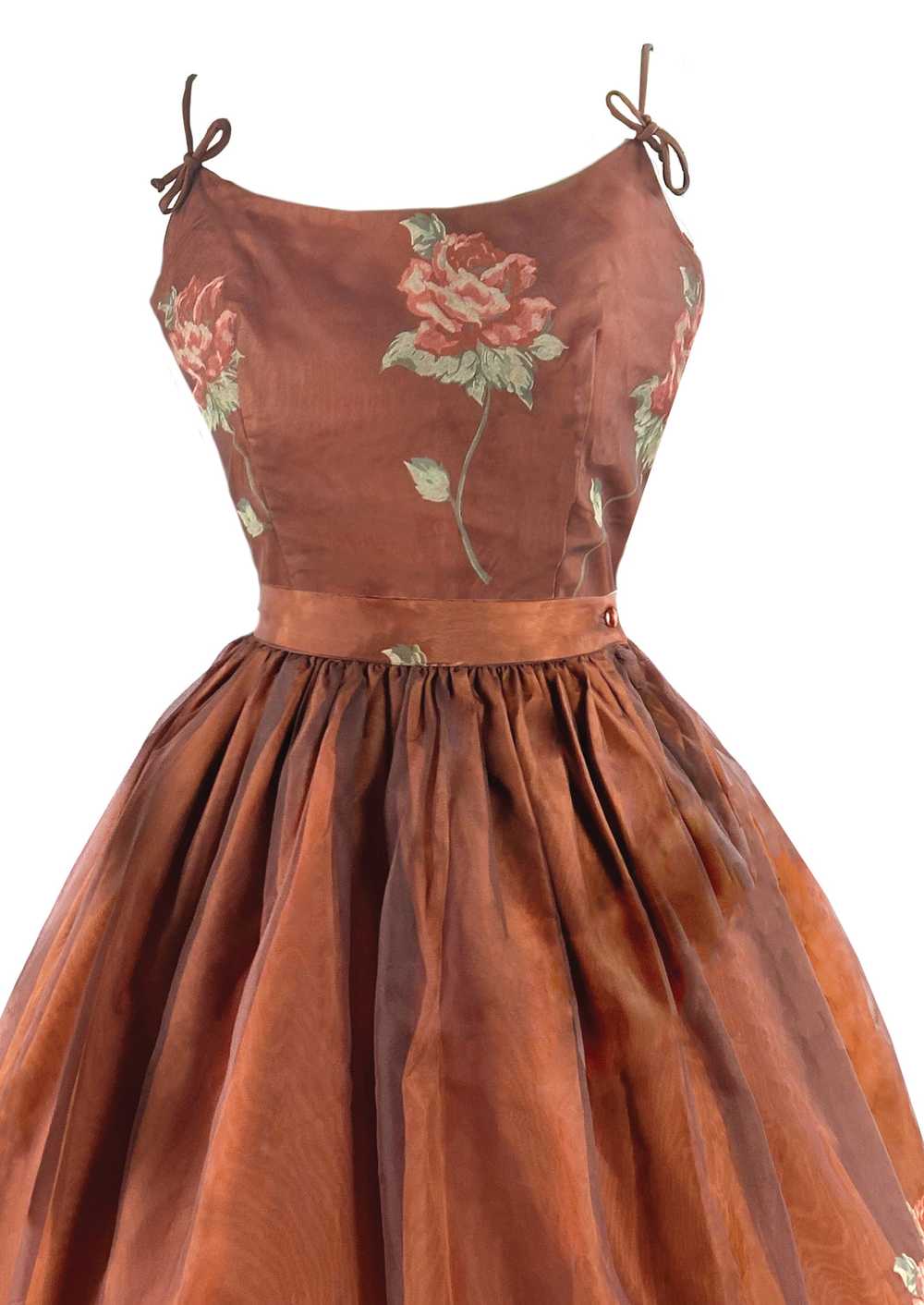 Late 1950s to Early 1960s Bronze Roses Dress Set-… - image 4