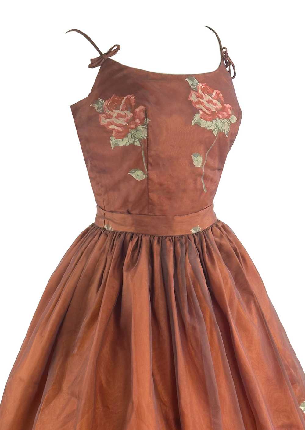 Late 1950s to Early 1960s Bronze Roses Dress Set-… - image 5