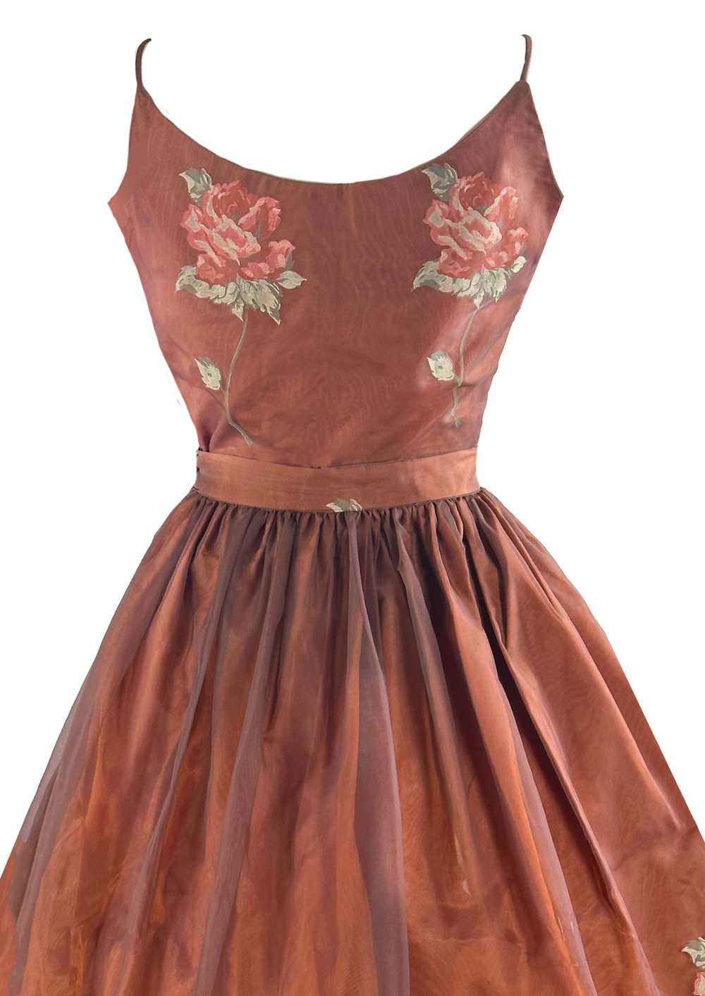 Late 1950s to Early 1960s Bronze Roses Dress Set-… - image 6