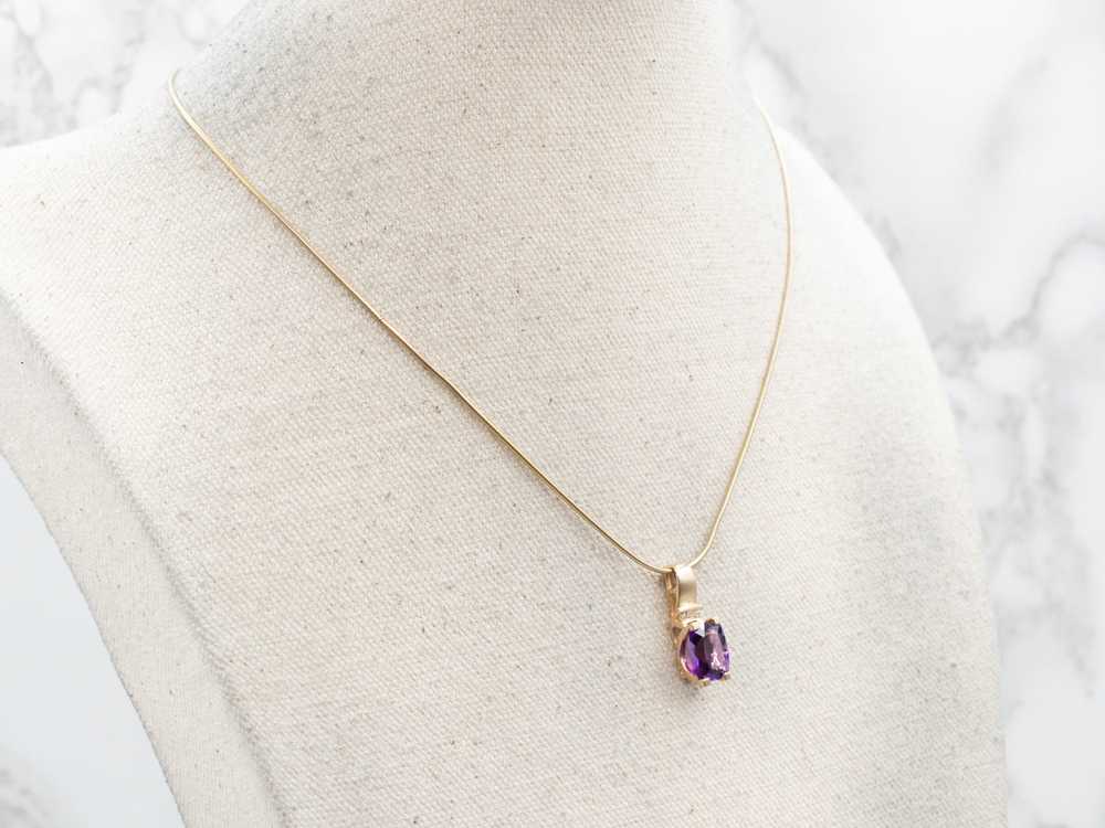 Rich Amethyst Pendant with Diamond Accents - image 3