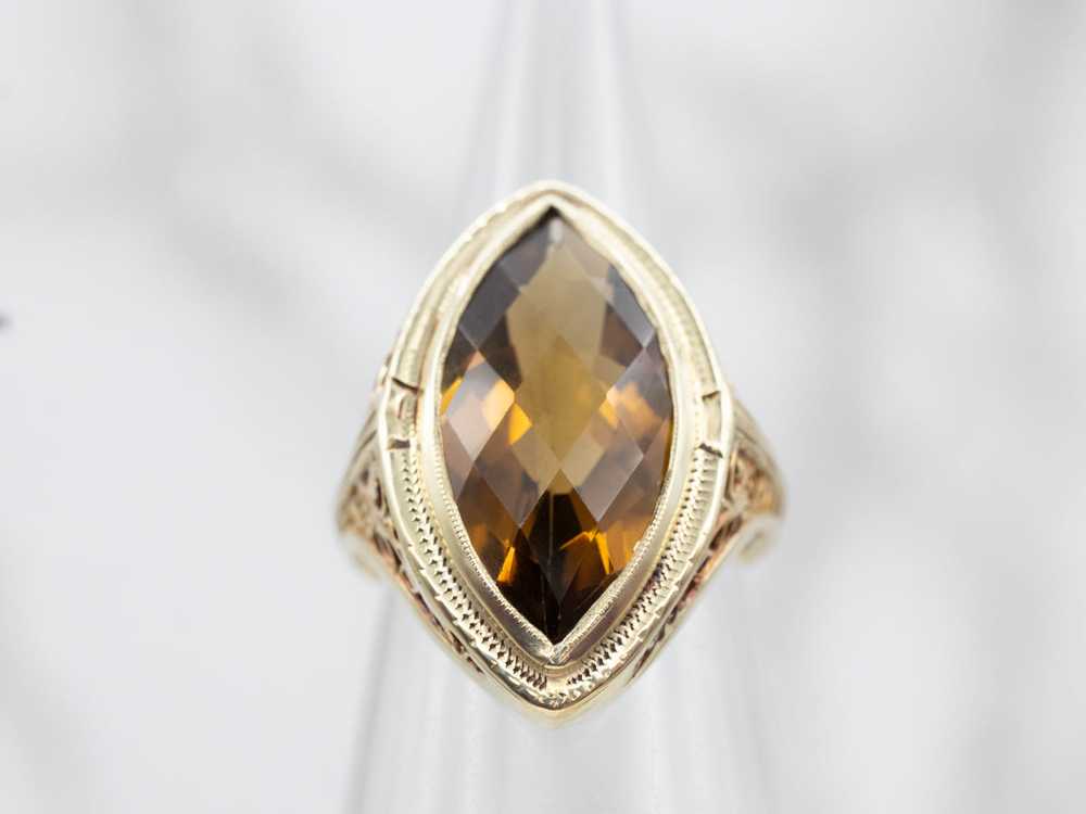 Marquise Cut Citrine Solitaire Ring - image 4