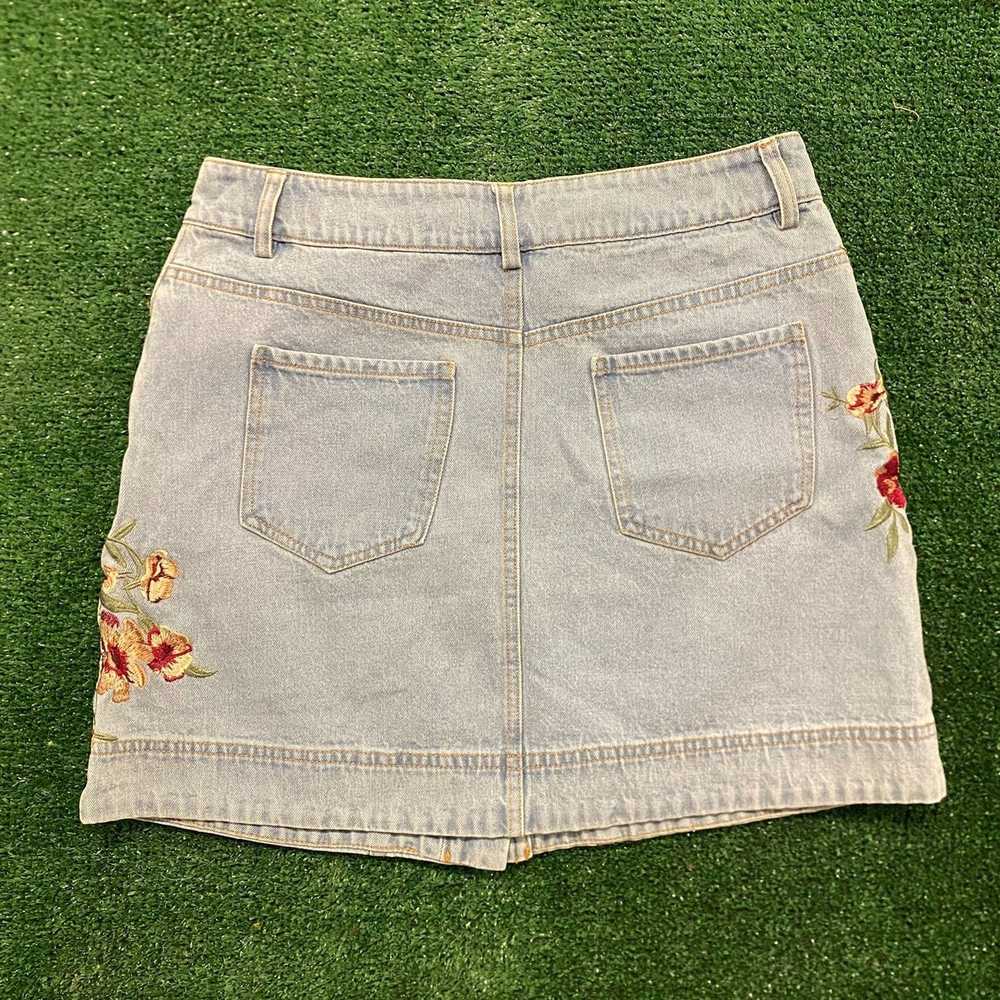 Vintage Floral Flowers Vintage Denim Jean Buttone… - image 3