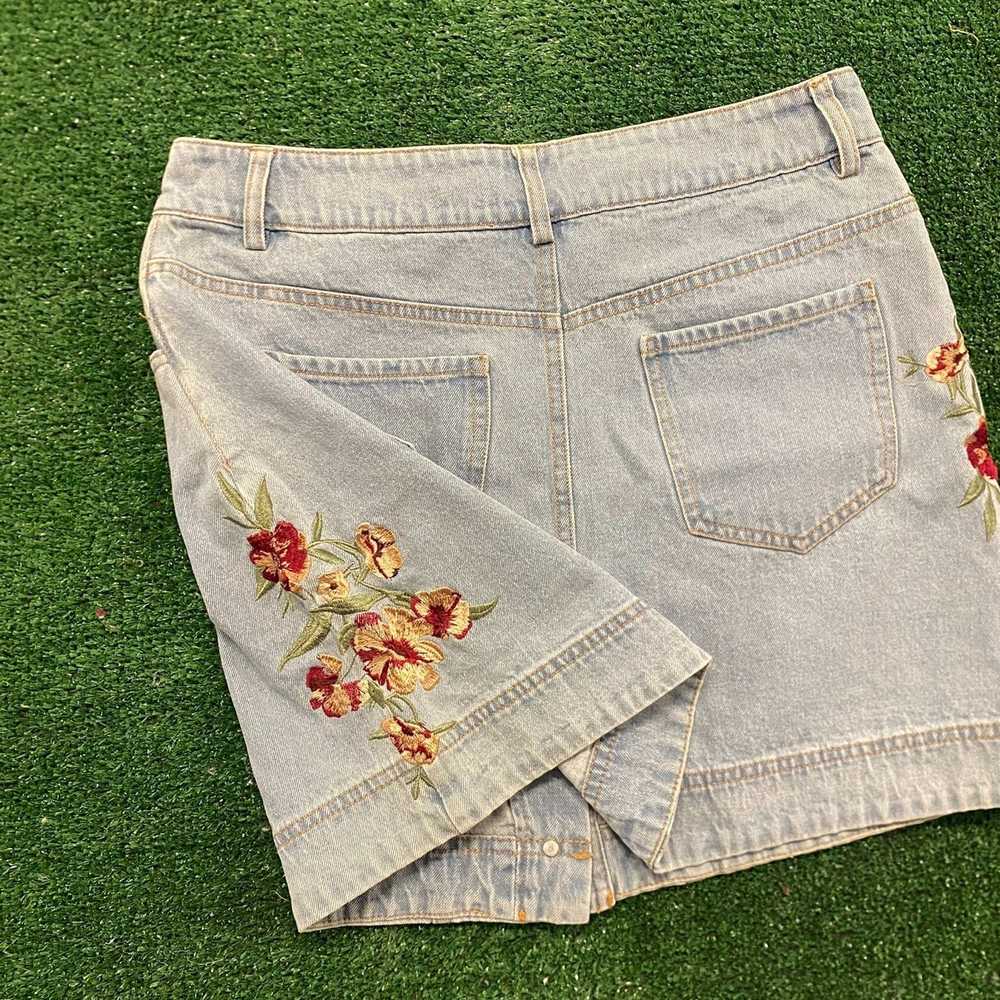 Vintage Floral Flowers Vintage Denim Jean Buttone… - image 4