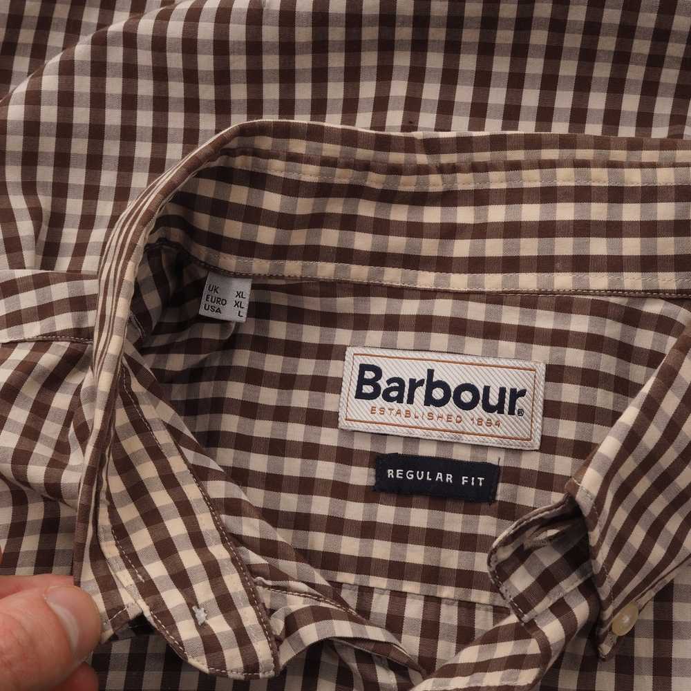Barbour Barbour Vintage Mens Brown Check Long Sle… - image 3