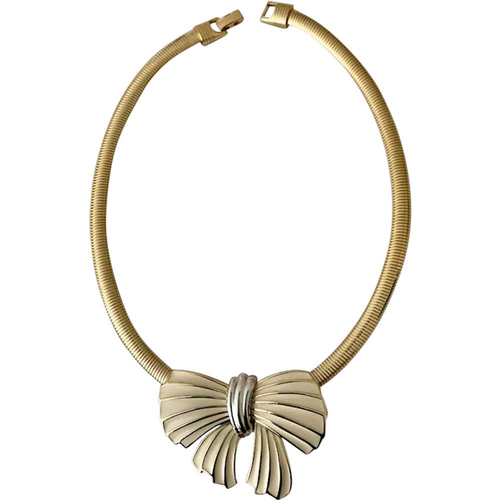 Delightful Trifari Enamel Bow Necklace - image 1