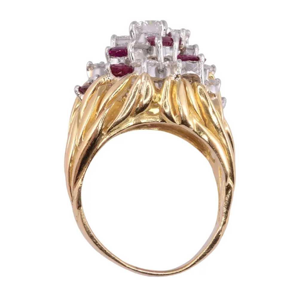 Diamond & Ruby Two Tone 18K Dome Ring - image 4