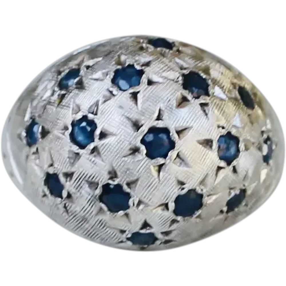 Vintage Sapphire Bombe Starburst Dome Ring in Ste… - image 1
