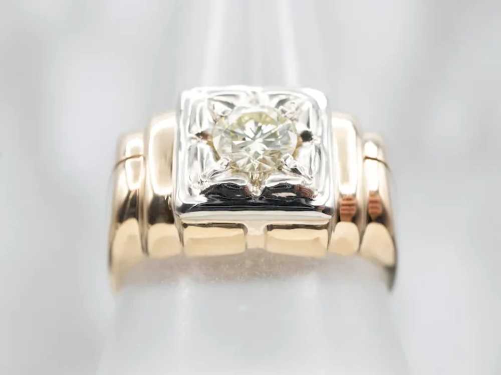 Men's European Cut Diamond Solitaire Ring - image 3