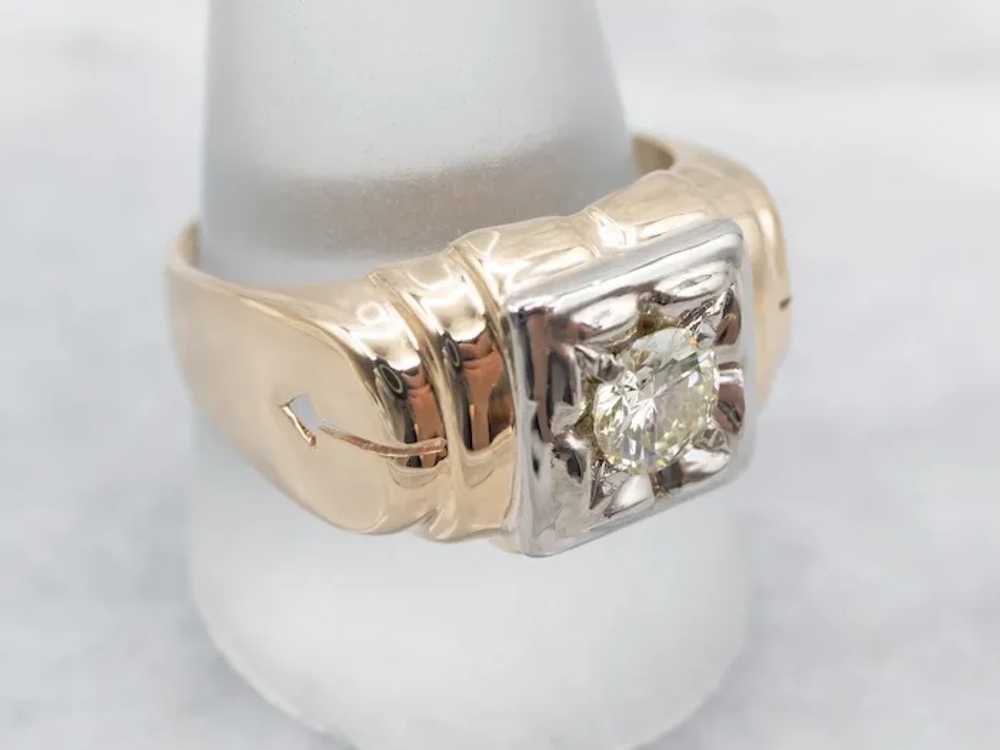 Men's European Cut Diamond Solitaire Ring - image 4