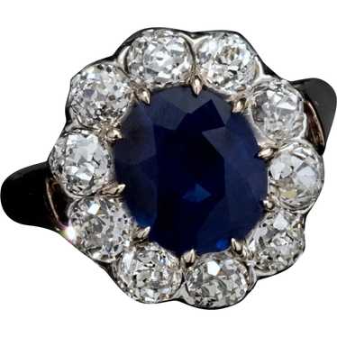 Antique Thai Sapphire Diamond Engagement Ring