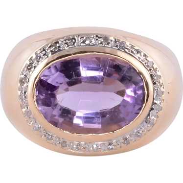 Oval Amethyst & Diamond Ring - image 1