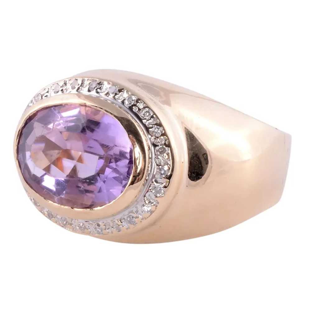 Oval Amethyst & Diamond Ring - image 2