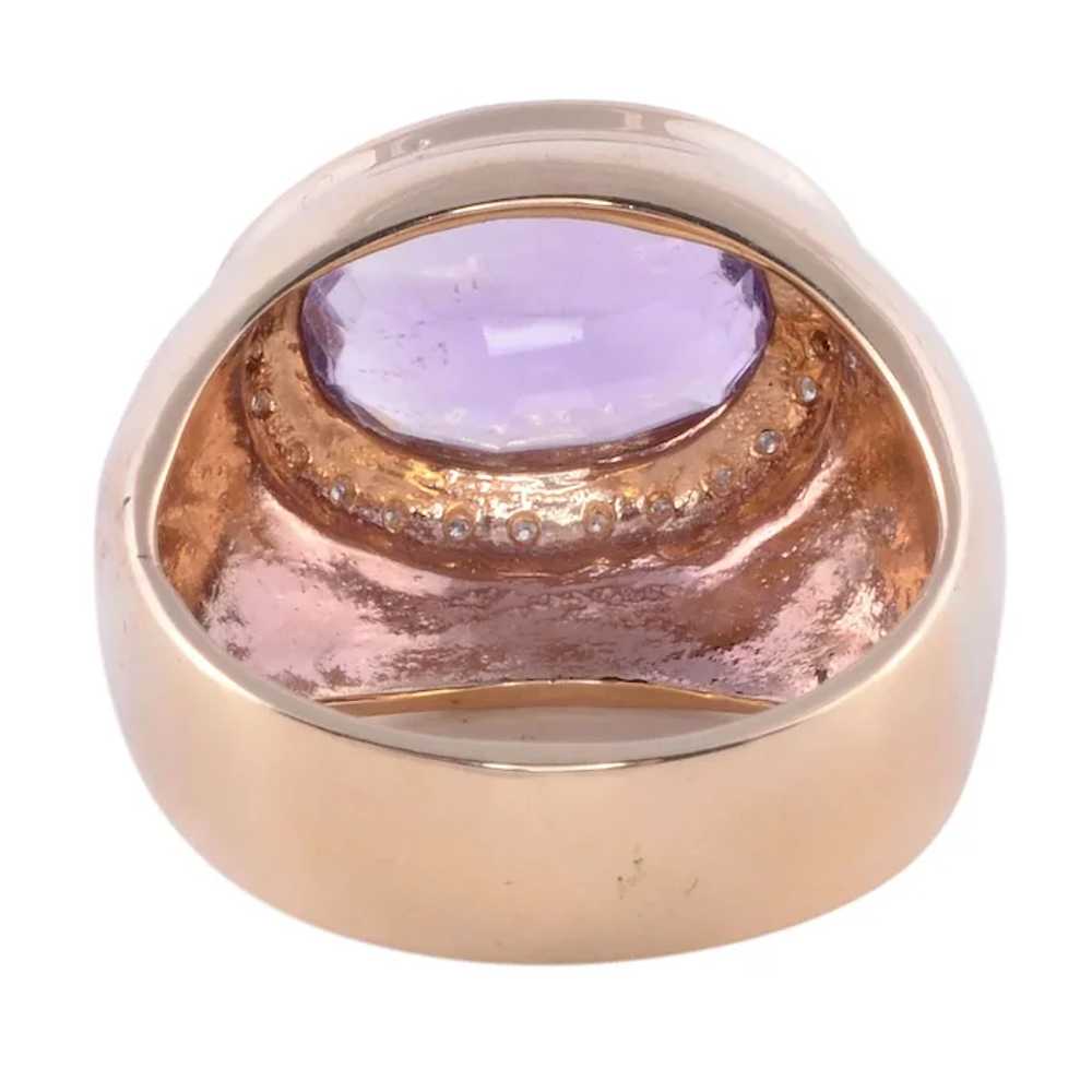 Oval Amethyst & Diamond Ring - image 3