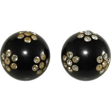Black and Clear Rhinestone Thermoset Plastic Clip… - image 1